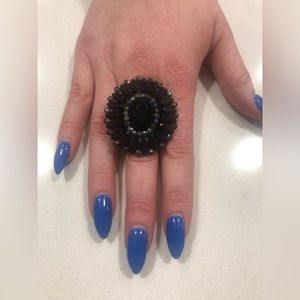 Black rhinestone ring